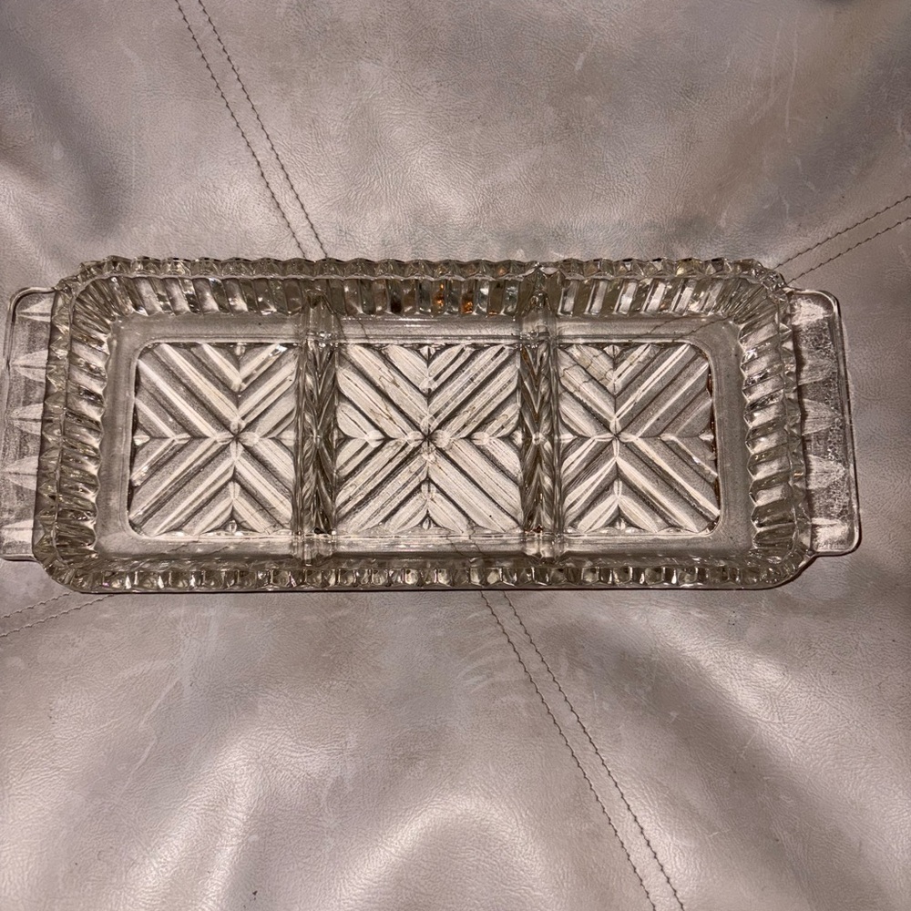 Vintage Tri-Section Glass Platter